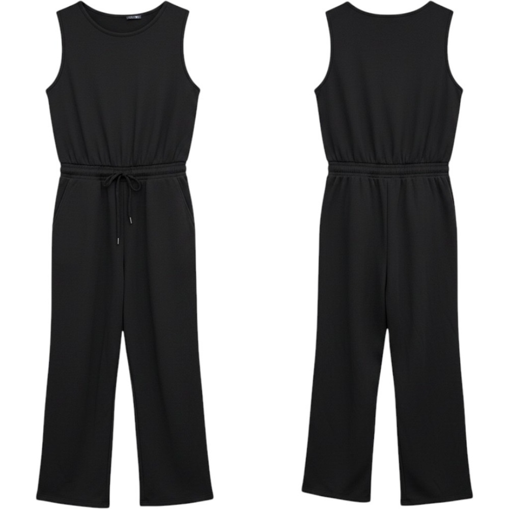Scoop Women XXL Black Sleeveless Drawstring Wide Leg Jumpsuit SCWKR003762SP25